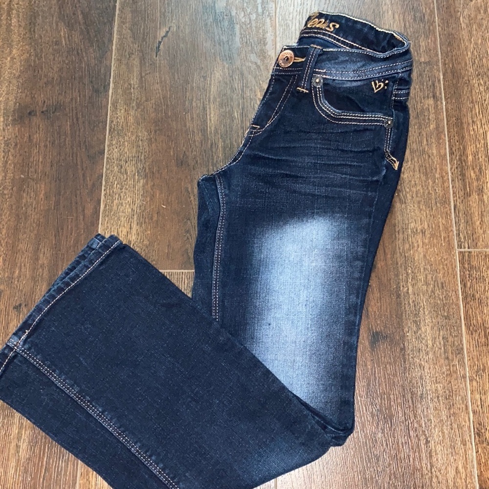 Justice girls boot cut distressed jeans dark wash size 8R